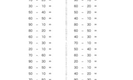 100までの数の、簡単なひき算問題を繰りかえし学習していきます。2けたの計算も、1けた同様の考え方で、計算の仕組みを把握していきます。