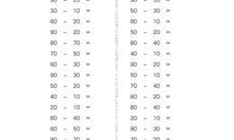 100までの数の、簡単なひき算問題を繰りかえし学習していきます。2けたの計算も、1けた同様の考え方で、計算の仕組みを把握していきます。