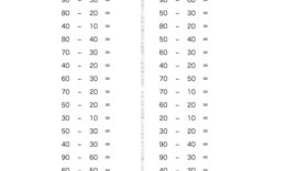 100までの数の、簡単なひき算問題を繰りかえし学習していきます。2けたの計算も、1けた同様の考え方で、計算の仕組みを把握していきます。