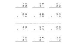 これまでに学んだ通常のたし算・ひき算の数式をベースに、位ごとに計算していく筆算の問題です。くり上げ・くり下げなど、見えない数の感覚を養い数式を理解しましょう。