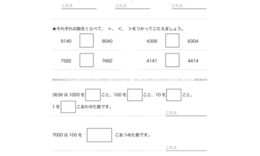 10000までの数について、そのよみ方やかき方、系列・大小について、100や1000の単位を使いながら、数の相関関係を学んでいきます。