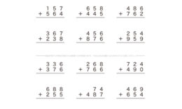 1けたや2けたでやった筆算の考え方をもとにして、3けたのたし算の筆算にチャレンジしていきます。くり上げる場合など、頭の中に数字を思い浮かべながら理解を深めていきましょう。